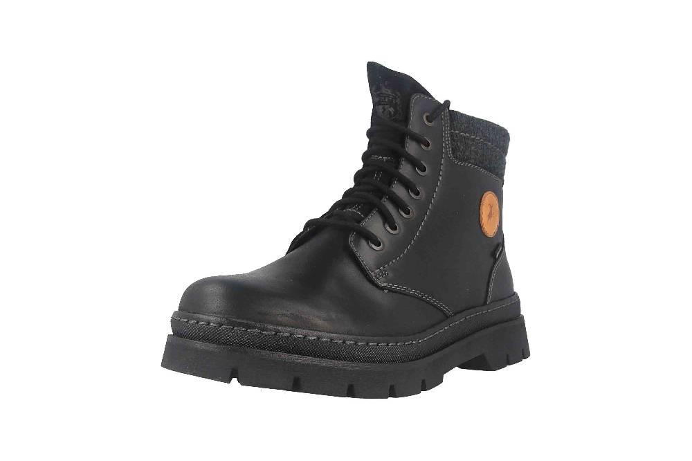 Fretz Men Zoran Boots in Übergrößen Schwarz 2410.8438-51 große Herrenschuhe Saisonschlussverkauf