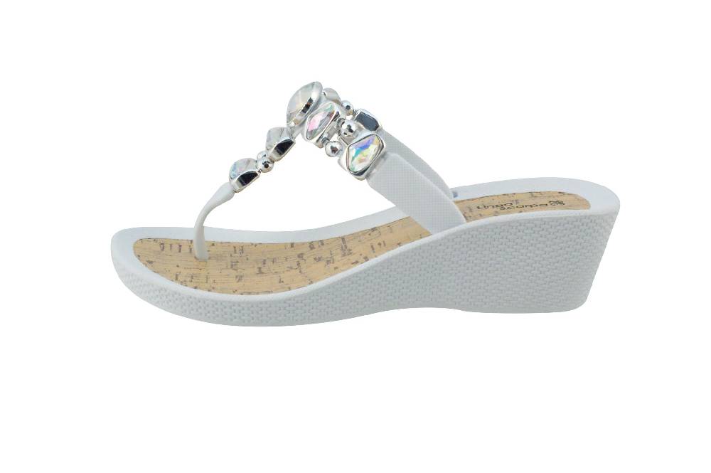 Beachandstreet Linea Scarpa • Strandschuhe Frauen • Grado • Glamour Zehentrenner weiß mit Wedge-Absatz Online