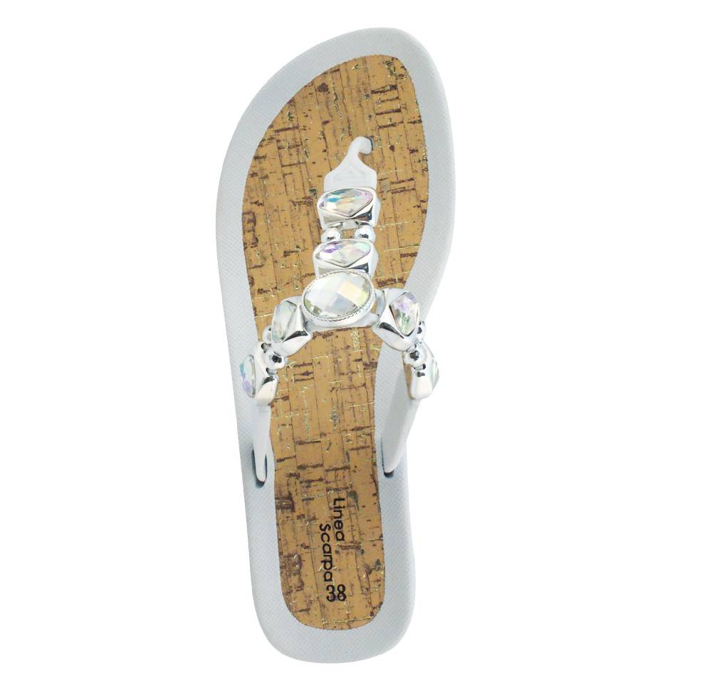 Beachandstreet Linea Scarpa • Strandschuhe Frauen • Grado • Glamour Zehentrenner weiß mit Wedge-Absatz Online