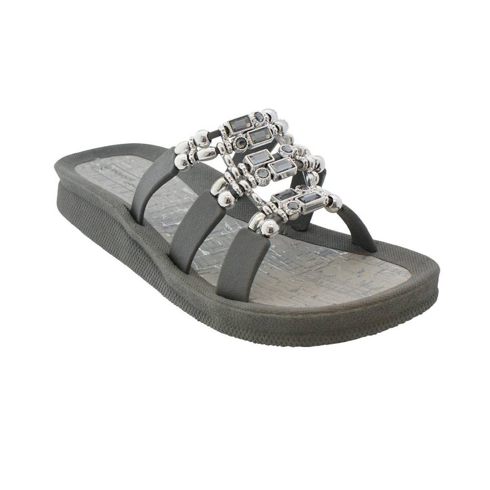 Beachandstreet Linea Scarpa Badeschuhe Damen • Naxos • Badepantolette mit dekorativen Ziersteinen für Frauen Schlussverkauf