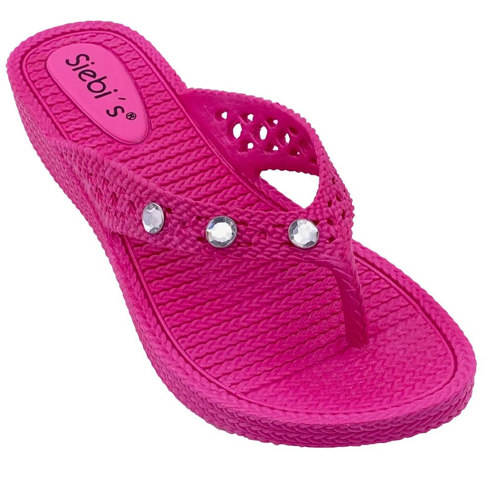 Beachandstreet Siebi's Poolschuhe Frauen - Rab - in Flechtoptik und knalligem Pink - fällt klein aus Riesige Rabatte