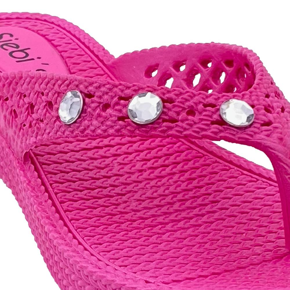 Beachandstreet Siebi's Poolschuhe Frauen - Rab - in Flechtoptik und knalligem Pink - fällt klein aus Riesige Rabatte