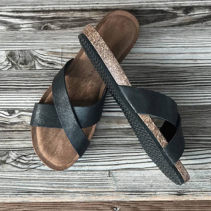 Pampuschen Lyda B metallic schwarz Fabrikladen
