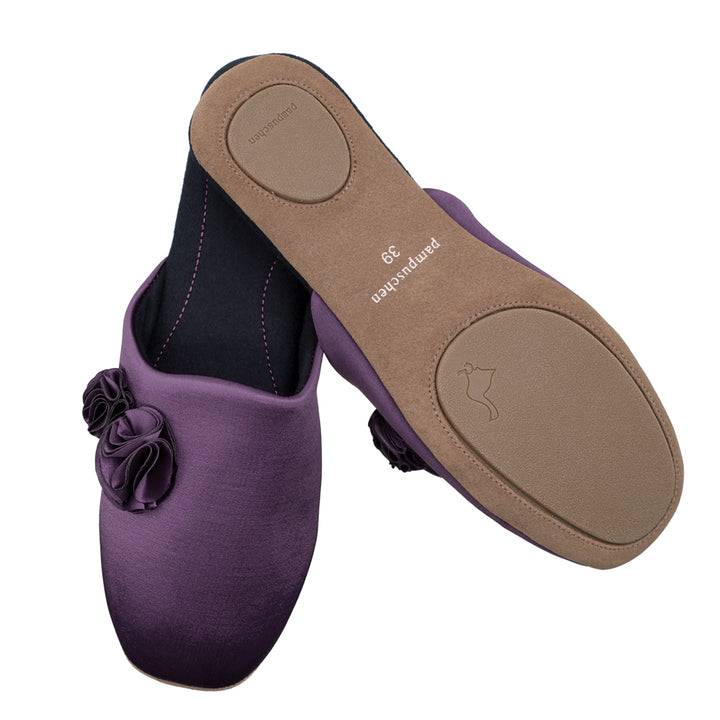 Pampuschen Ginger satin aubergine zollfrei