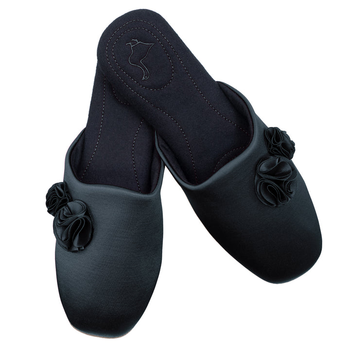 Pampuschen Ginger satin schwarz Auslauf