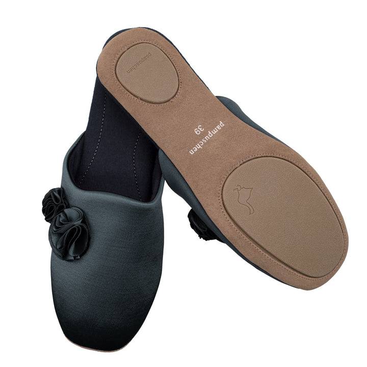 Pampuschen Ginger satin schwarz Auslauf