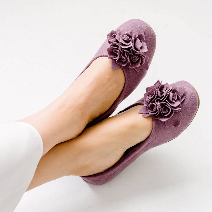Pampuschen Grace wool dunkle malve Muttertagsangebot