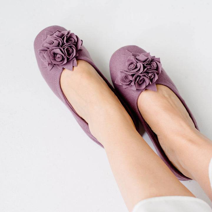 Pampuschen Grace wool dunkle malve Muttertagsangebot