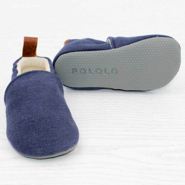 Pololo Barfuß Hausschuh Baumwolle (bio) Uni Blau Kostenloser Versand international
