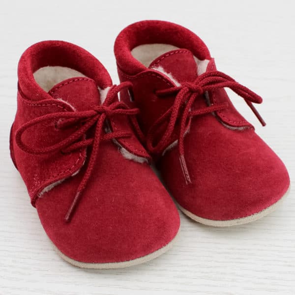 Pololo Für die ersten Schritte – “Porto” der Barfuß Kleinkindschuh Wollgefüttert Rot Saisonschlussverkauf