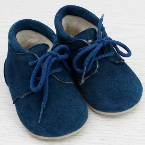 Pololo Für die ersten Schritte – “Porto” der Barfuß Kleinkinderschuh Wollgefüttert blau Muttertagsangebot