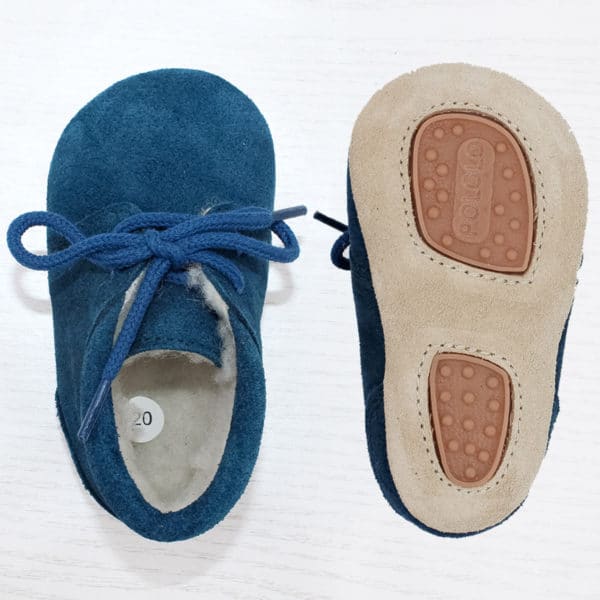 Pololo Für die ersten Schritte – “Porto” der Barfuß Kleinkinderschuh Wollgefüttert blau Muttertagsangebot