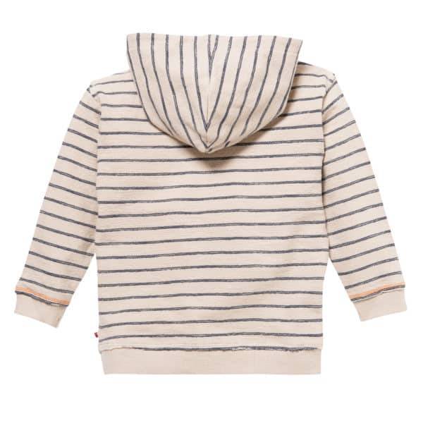 Pololo People Wear Organic Sweat-Hoodie beige-blau geringelt, aus Bio-Baumwolle Vatertagsangebot