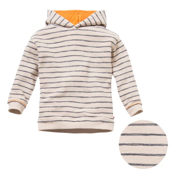 Pololo People Wear Organic Sweat-Hoodie beige-blau geringelt, aus Bio-Baumwolle Vatertagsangebot