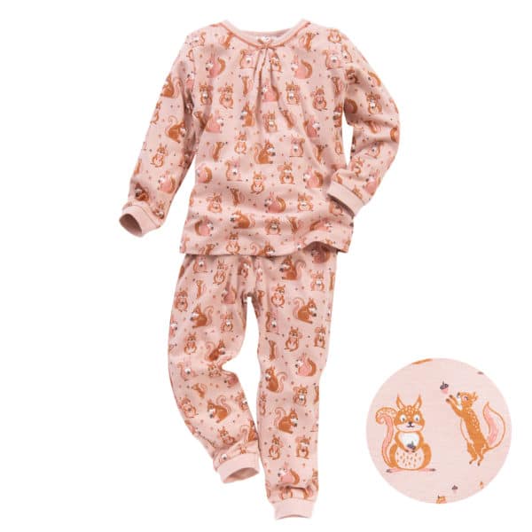 Pololo People Wear Organic Langarm-Pyjama “Eichhörnchen”, rosa, Baumwolle (Bio) Neueste Mode