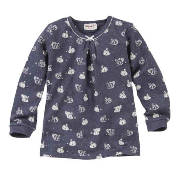 Pololo People Wear Organic Pyjama, dunkelblau/bedruckt mit Schwänen Große Rabatte