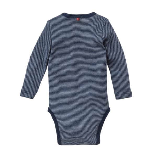 Pololo People Wear Organic Wolle-Seide Langarm-Body, dunkelblau geringelt Saisonale Angebote