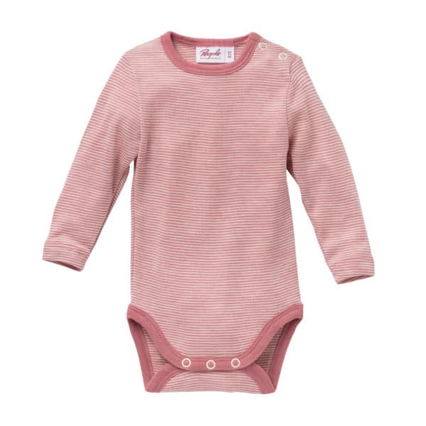 Pololo People Wear Organic Wolle-Seide-Body, rosa geringelt Kauf eins, bekomm eins gratis