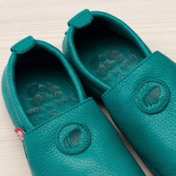 Pololo Hausschuh Uni Leder Türkis Super Sparpreis