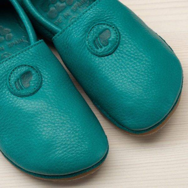 Pololo Hausschuh Uni Leder Türkis Super Sparpreis