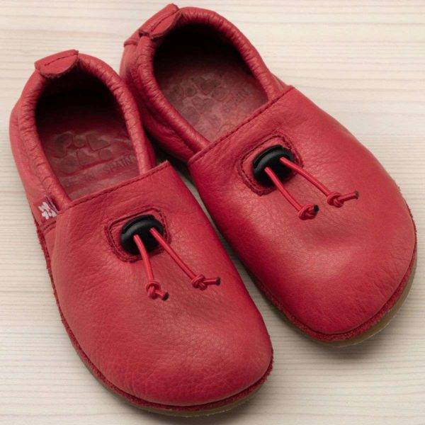 Pololo Barfußhausschuh Leder Rot mit Kordelstopper JETZT KAUFEN