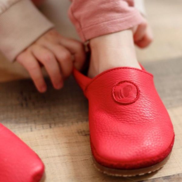 Pololo Barfußschuh Uni Leder Rot Verkauf