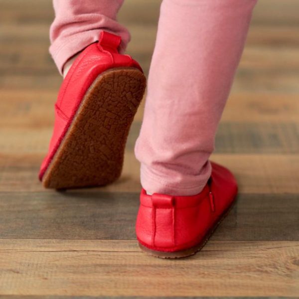 Pololo Barfußschuh Uni Leder Rot Verkauf