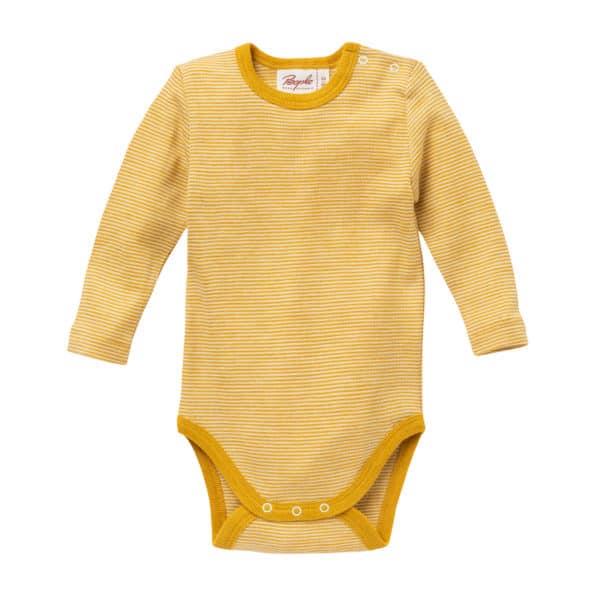 Pololo People Wear Organic Wolle-Seide-Body, senfgelb geringelt Online Shopping