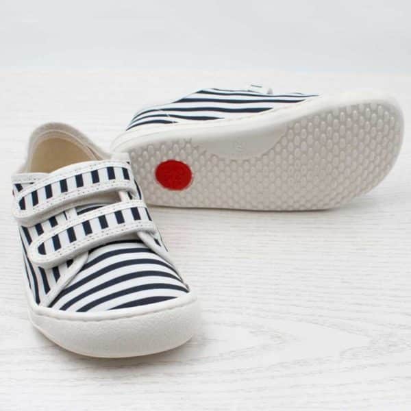 Pololo Barfuß-Sneaker Blau gestreift Restgrößen Exklusivangebot
