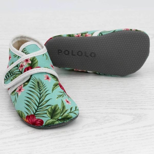 Pololo Barfuß Hausschuh mit Klettverschluss – Motiv Blume Preisnachlass