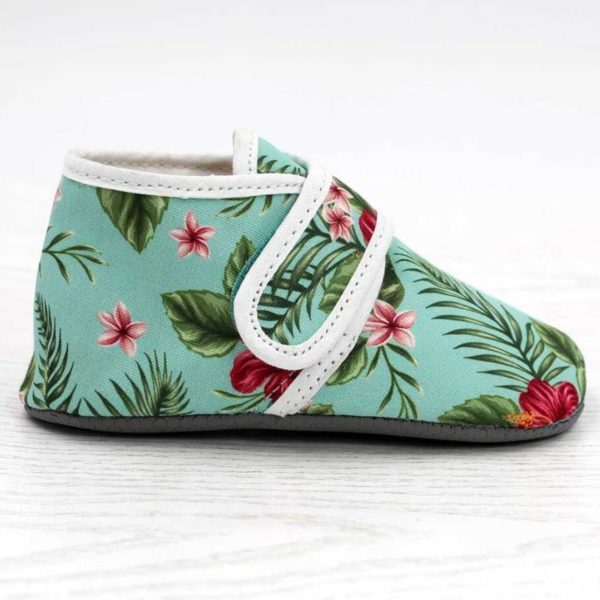 Pololo Barfuß Hausschuh mit Klettverschluss – Motiv Blume Preisnachlass
