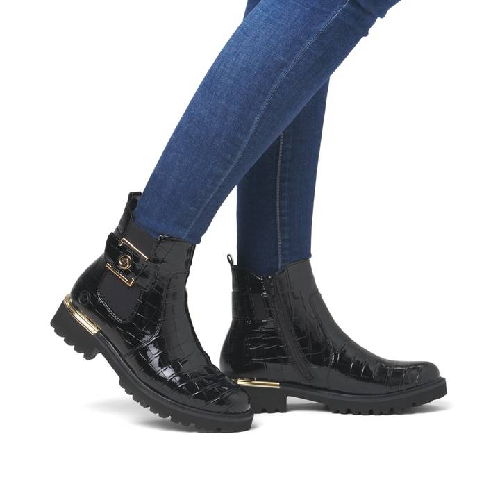 Remonte Artikelnummer D8684-03 remonte Damen Chelsea Boots lackschwarz Clearance-Verkauf