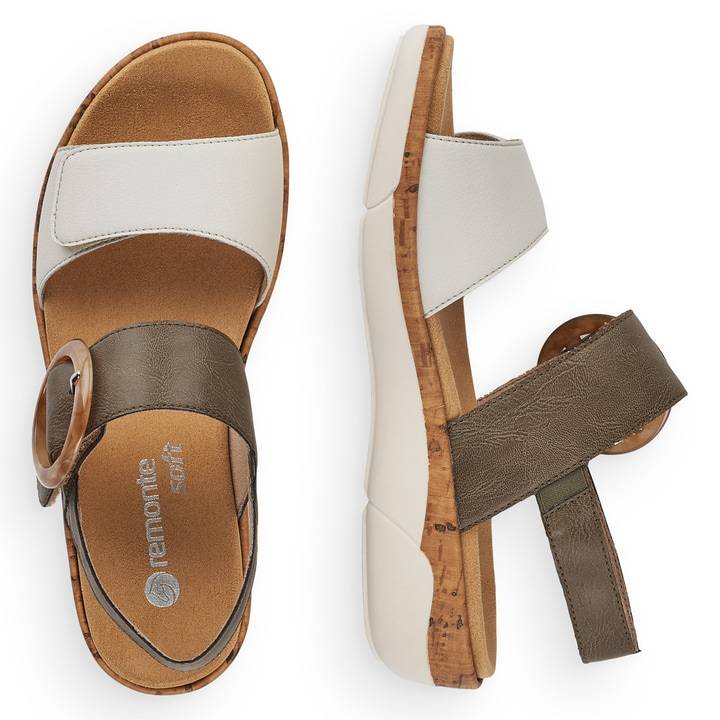 Remonte Artikelnummer R6853-54 remonte Damen Riemchensandalen olivgrün-altweiß Fabrikpreis