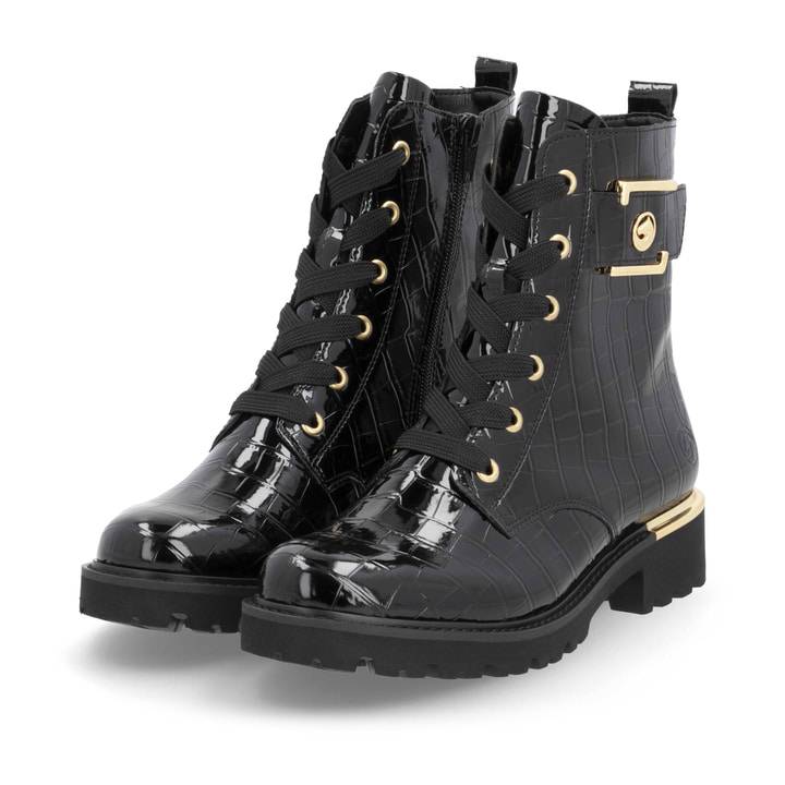 Remonte Artikelnummer D8683-00 remonte Damen Schnürstiefel lackschwarz Lagerräumung