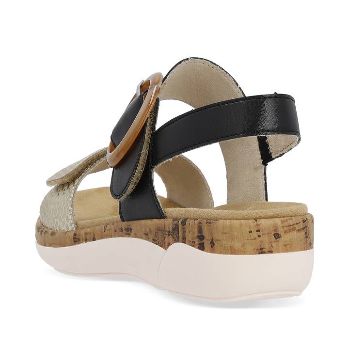 Remonte Artikelnummer R6853-02 remonte Damen Riemchensandalen stahlschwarz-goldbeige 50% Rabatt mit kostenlosem Versand