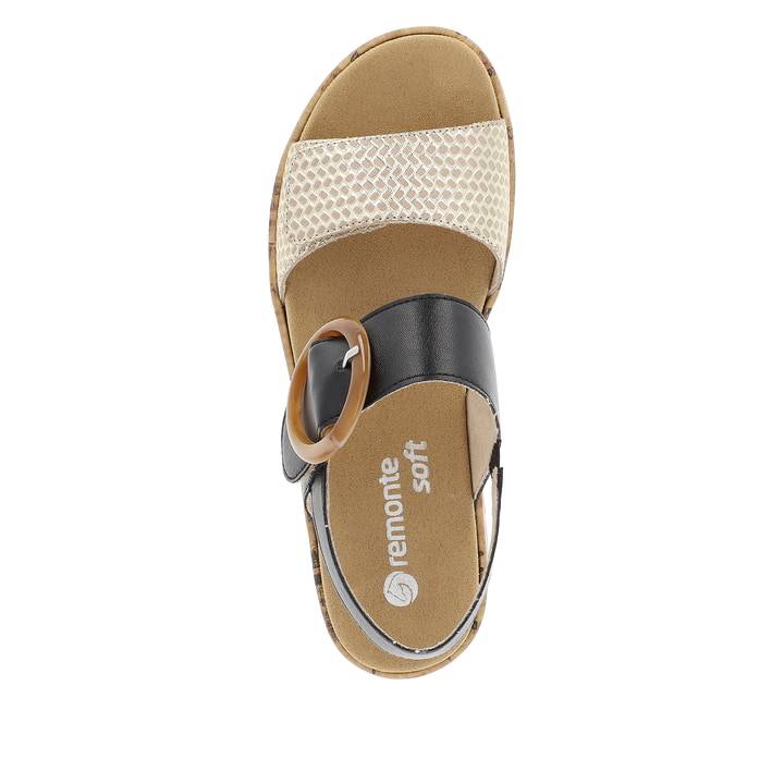 Remonte Artikelnummer R6853-02 remonte Damen Riemchensandalen stahlschwarz-goldbeige 50% Rabatt mit kostenlosem Versand