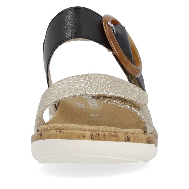 Remonte Artikelnummer R6853-02 remonte Damen Riemchensandalen stahlschwarz-goldbeige 50% Rabatt mit kostenlosem Versand