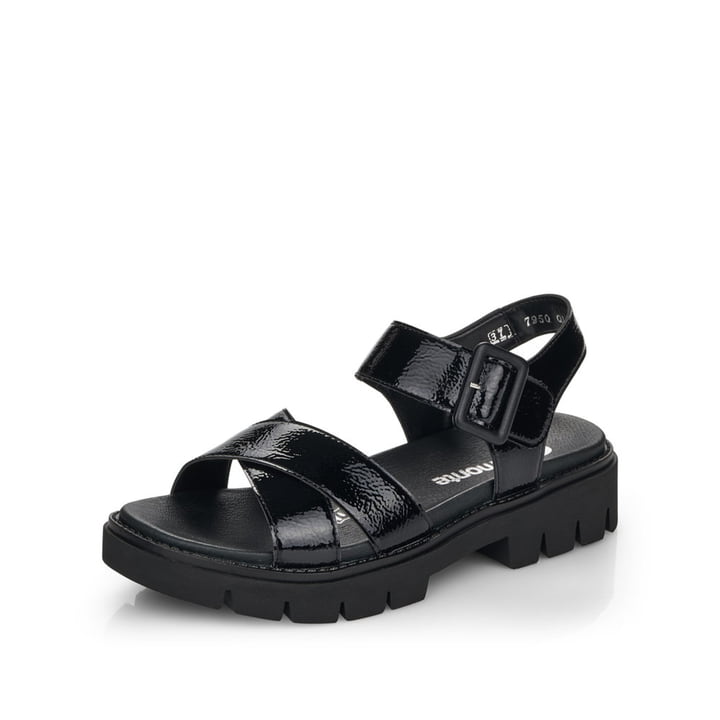 Remonte Artikelnummer D7950-01 remonte Damen Riemchensandalen glanzschwarz Preisnachlass