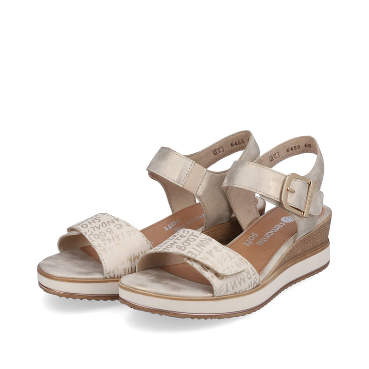 Remonte Artikelnummer D6455-60 remonte Damen Keilsandaletten beige-metallic Kauf eins, bekomm eins gratis