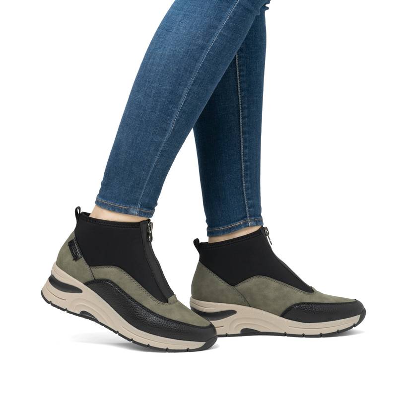 Rieker Artikelnummer N9362-54 Rieker Damen Slipper urbanschwarz-khaki Auslauf