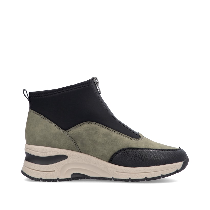 Rieker Artikelnummer N9362-54 Rieker Damen Slipper urbanschwarz-khaki Auslauf