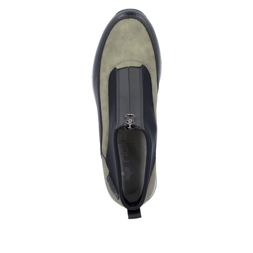 Rieker Artikelnummer N9362-54 Rieker Damen Slipper urbanschwarz-khaki Auslauf