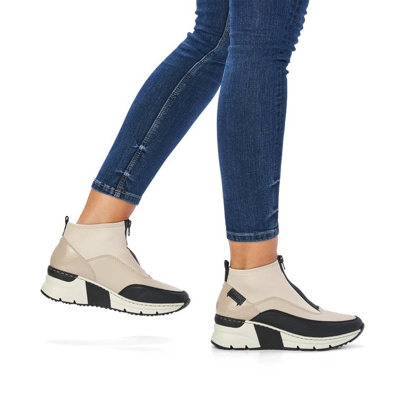 Rieker Artikelnummer N6352-60 Rieker Damen Sneaker High hellbeige-schwarz Hotsell
