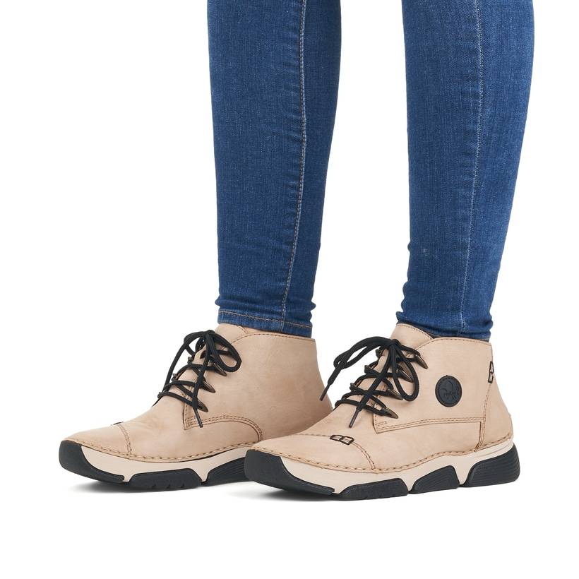 Rieker Artikelnummer 45902-60 Rieker Damen Schnürschuhe cremebeige Fabrikverkauf