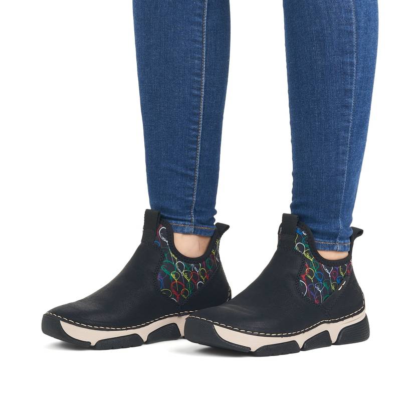Rieker Artikelnummer 45957-00 Rieker Damen Slipper urbanschwarz-bunt Meist gekauft