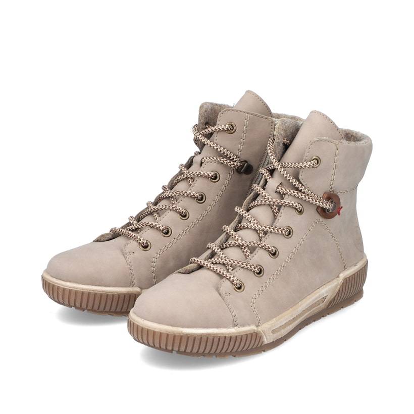 Rieker Artikelnummer N0730-64 Rieker Damen Schnürstiefel cremebeige Kostenloser Versand