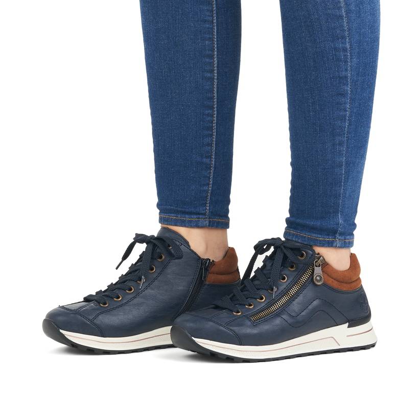 Rieker Artikelnummer N1400-14 Rieker Damen Sneaker Low pazifikblau-braun Cyber Monday