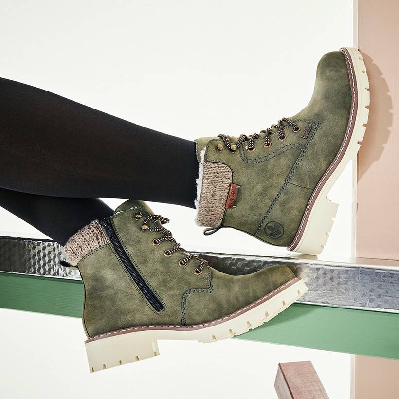 Rieker Artikelnummer Y9118-54 Rieker Damen Schnürstiefel kaktusgrün Jubiläumsangebot