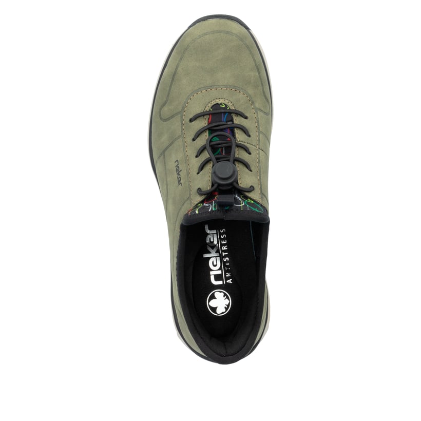 Rieker Artikelnummer M5651-54 Rieker Damen Slipper khaki-schwarz Kauf eins, bekomm eins gratis