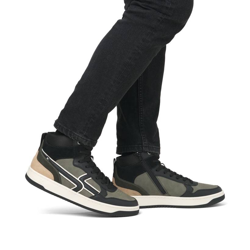 Rieker Artikelnummer U1970-01 Rieker Herren Sneaker High khaki-schwarz Bis zu 60% Rabatt